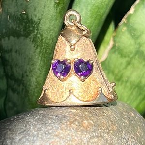 14 karat gold, and amethyst locket charm